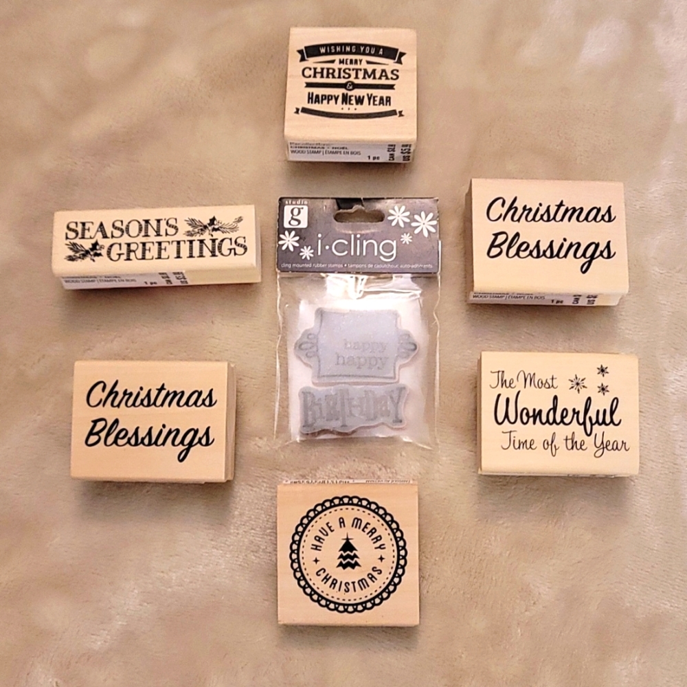 Stamps, rubber craft stamps, Christmas stamps, happy birthday stamps